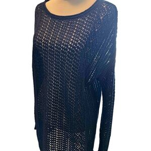 Chicos Elegant Navy Shimmering Knit Sweater